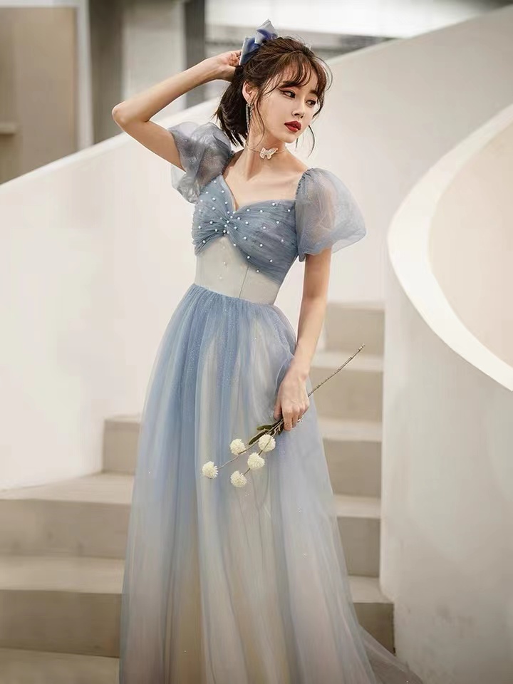 Fairy evening dress, blue star long party dress, sisterhood bridesmaid dress,custom made