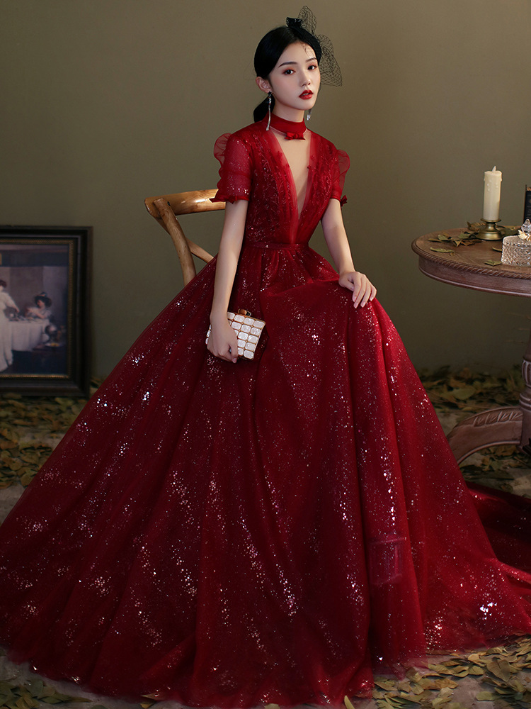 Elegant Evening Dress, Charming Short Sleeve Prom Dress,custom Made