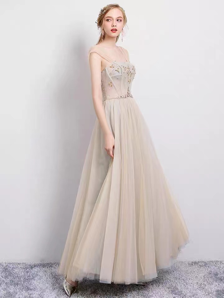 Champagne Bridesmaid Dress, Fairy Spghetti Strap Prom Dress,custom Made
