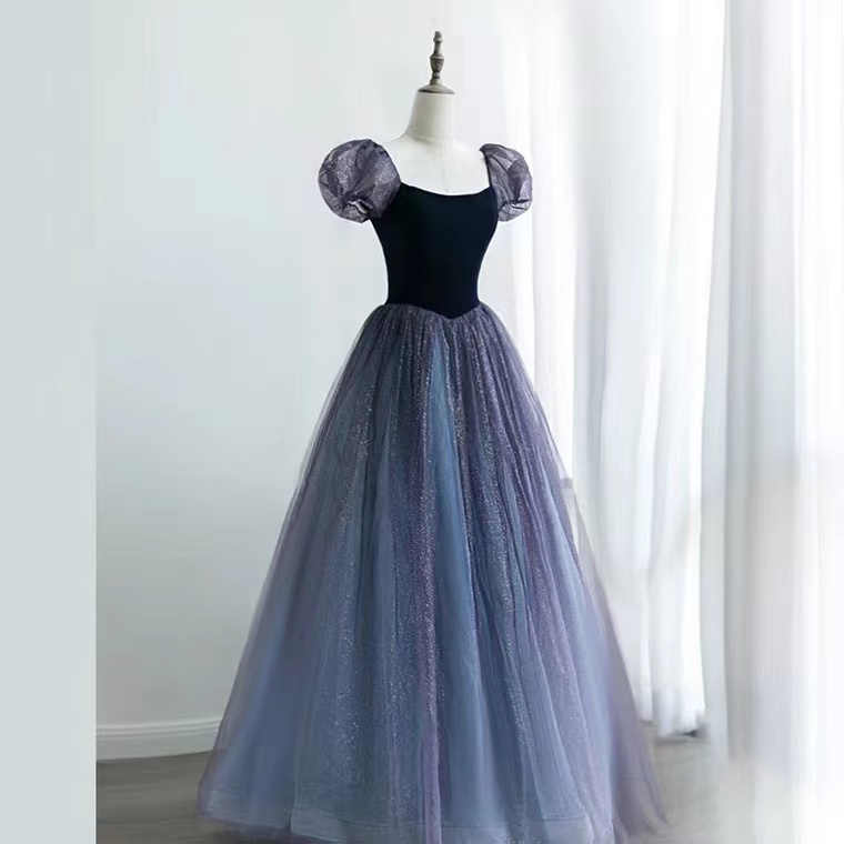 Starry Evening Dress, Bubble Sleeve Princess Prom Dress,custom Made
