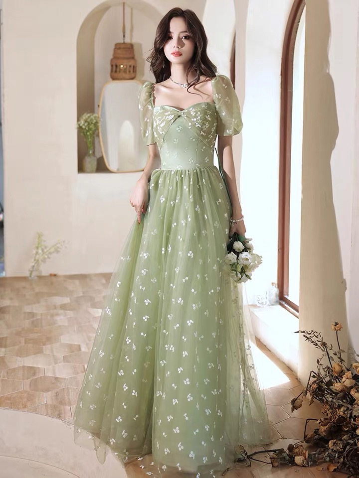 Chic, High Quality Bridesmaid Dresses, Green Party Dresses,,custom Made