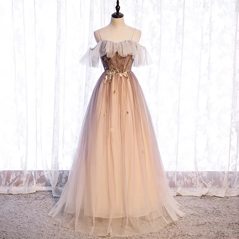 Spaghetti Strap Evening Dress, Socialite, Temperament Long Fairy Dress, Elegant Bridesmaid Dress,custom Made