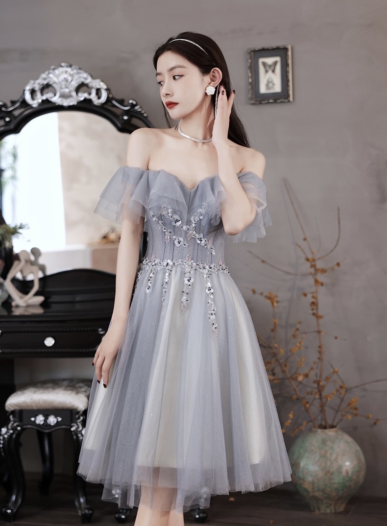 Gray Bridesmaid Dress, Fairy Party Dress, Temperamental Birthday Dress ,homecoming Dress,custom Made