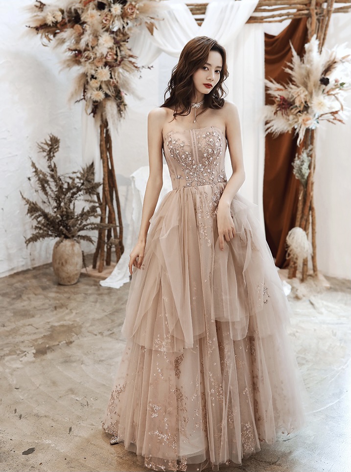 Luxury Evening Dresses, Strapless Socialite Prom Dresses,,custom Made