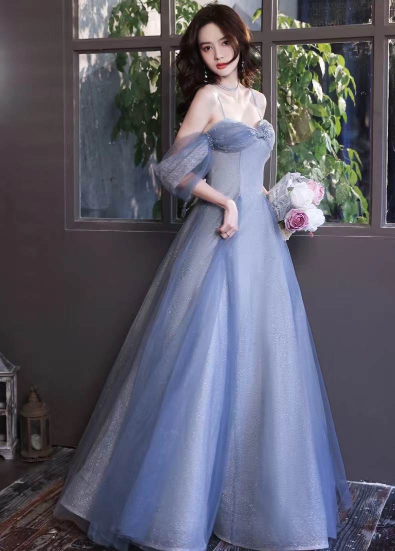 Light Blue Prom Dress, Beaded Off Shoulder Party Dress, Sexy Dream Evening Dress,custom Made