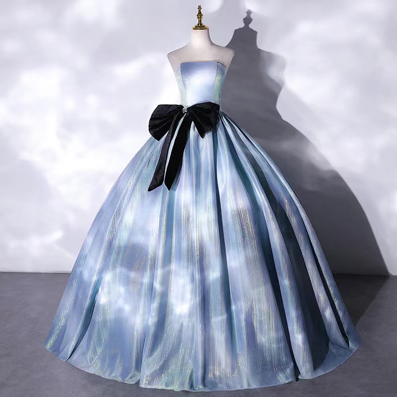Shimmering haze blue wedding dress, gradient dress pompous dress,strapless party dress,custom made