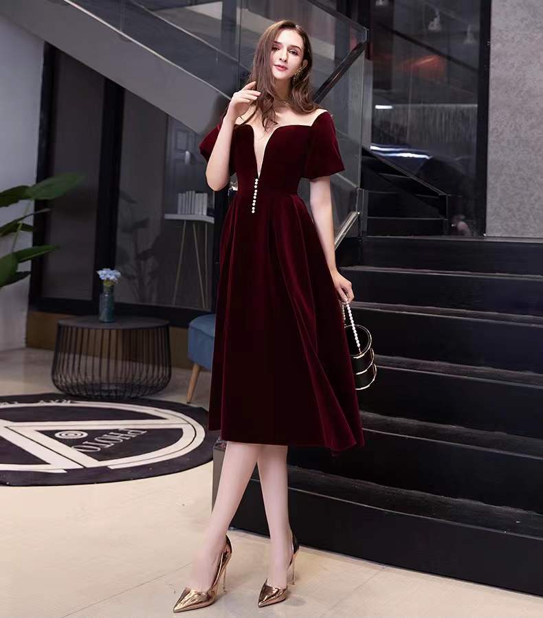 Burgundy Prom Dress, Elegant Party Dress,custom Made