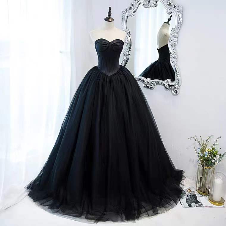 Black Strapless Evening Dress, Light Luxury Party Dress, High Sense Of Atmosphere Dress,custom Made