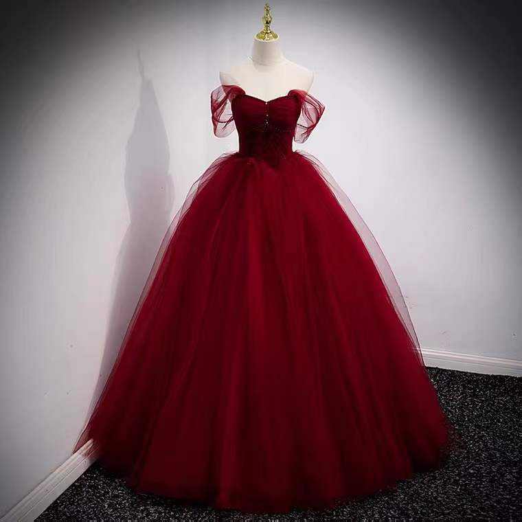 Off-the-shoulder Party Dress, Princess Pompous Dress, Red Fairy Dress Grand Evening Dress,custom Made
