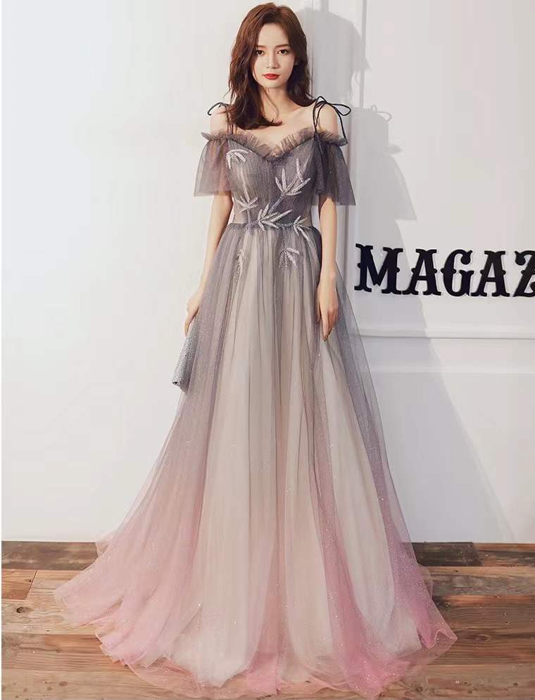 atmospheric evening dress, elegant, temperament, gradient dress,custom made