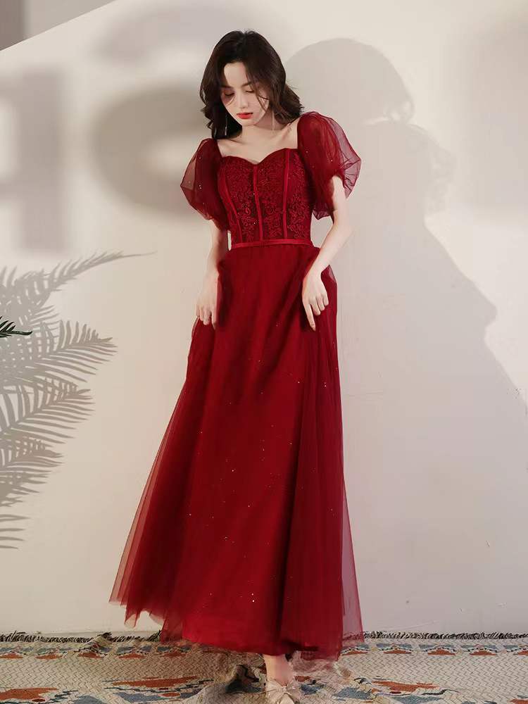 Red Prom Dress,square Neck Party Dress, Charming Evening Dress,custom Made