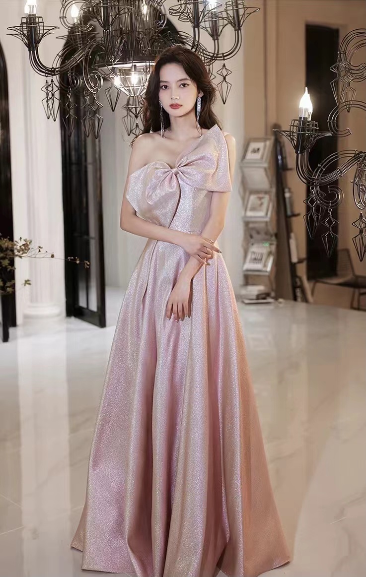 Pink Party Dress,one - Shoulder Evening Dress, Cute Prom Dress,custom Made