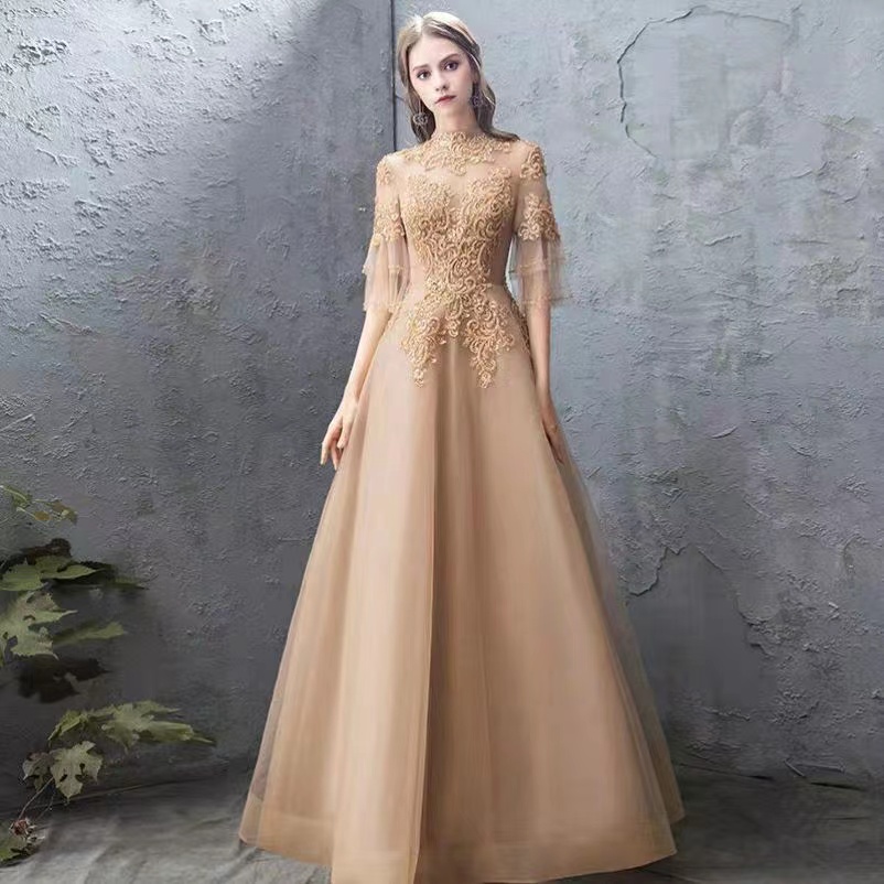 gold high neck prom dress Gold Sequins Prom Dress Sexy high Neck Mermaid Long Party Evening Gown –  Siaoryne main image 1