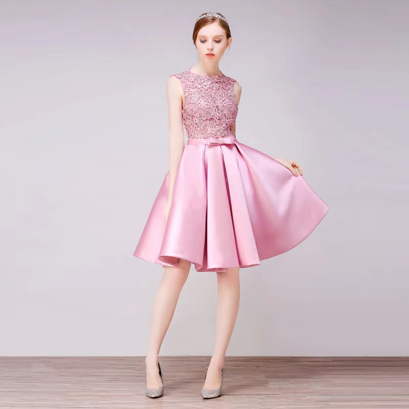 Pink Homecoming Dress, Cute Graduation Dress, Short Satin Dress,custom Made