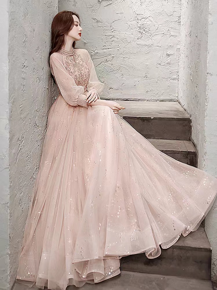 High-neck Evening Dress, Elegant Princess Dress, Socialite Prom Dress,custom Made