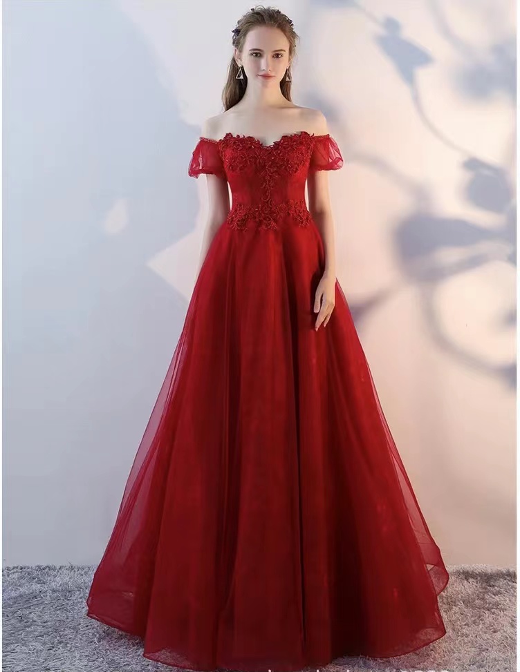 Off Shoulder Prom Dress,red Party Dress, Elegant Formal Dress,custom Made
