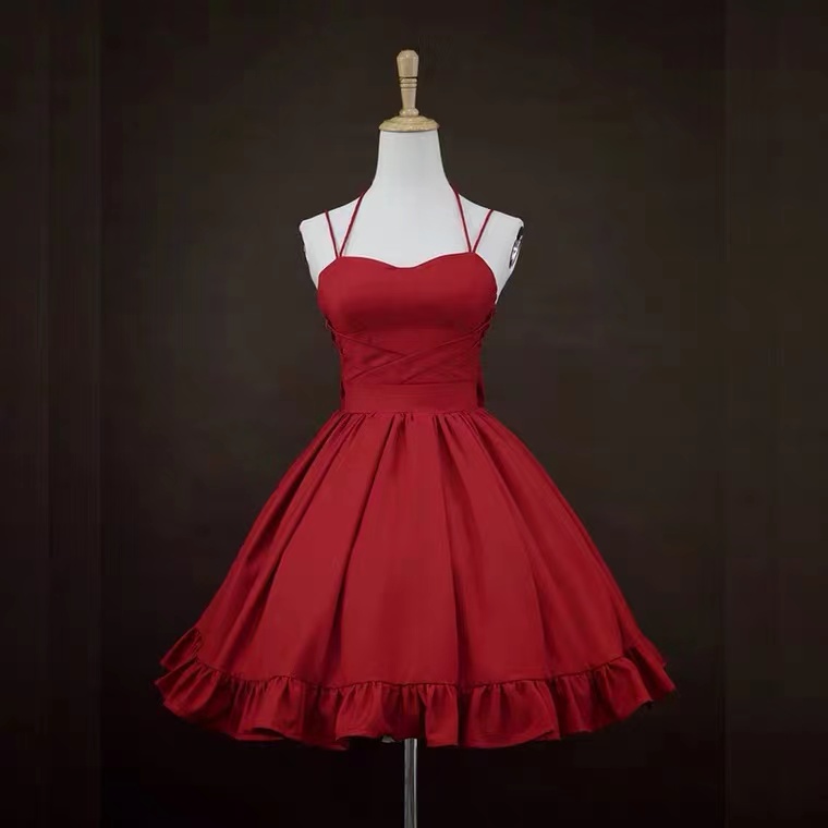 Spaghetti Strap Homecoming Dresses, Black/red Dresses, Cute Party Dresses,custom Made