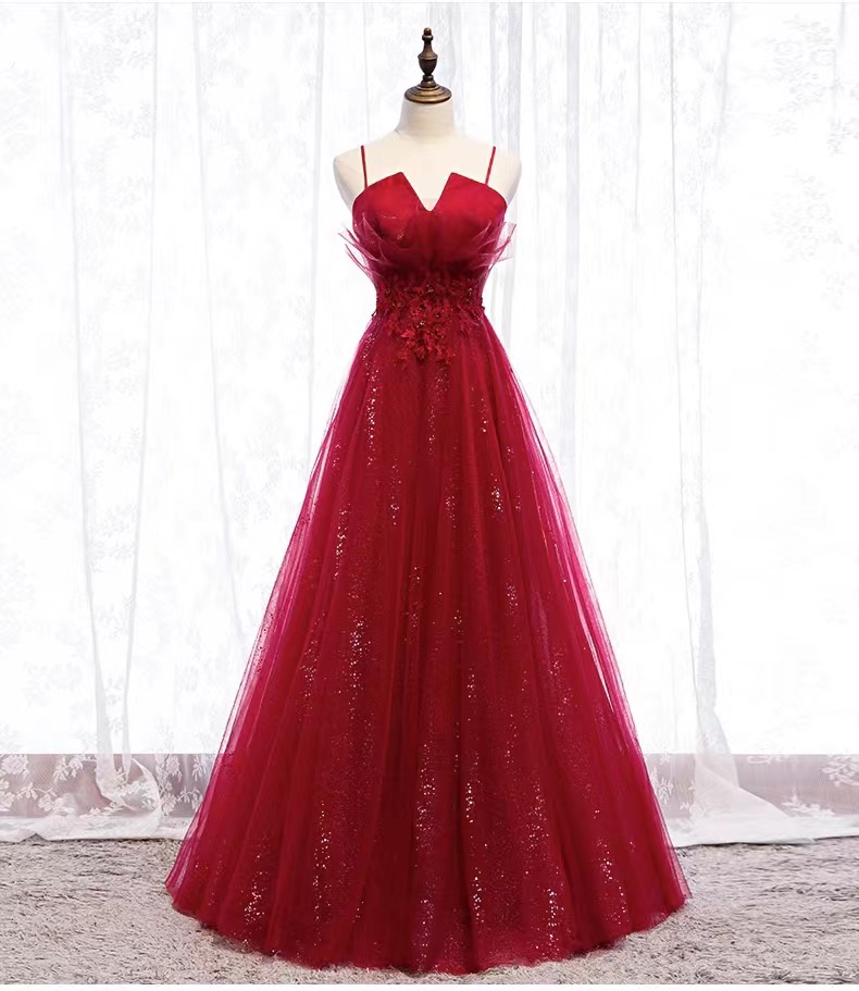 Red Dress, Spaghetti Strap Evening Dress, Class Party Dress,custom Made