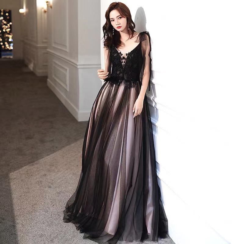 Black Evening Dress, Sexy Gradient Prom Dress,custom Made