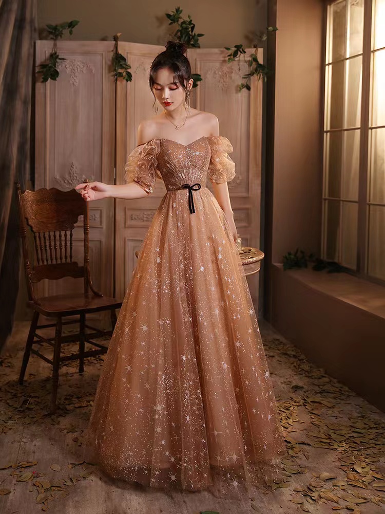 Champagne Party Dress, Light Luxury Birthday Dress, Unique Star Prom Dress,custom Made