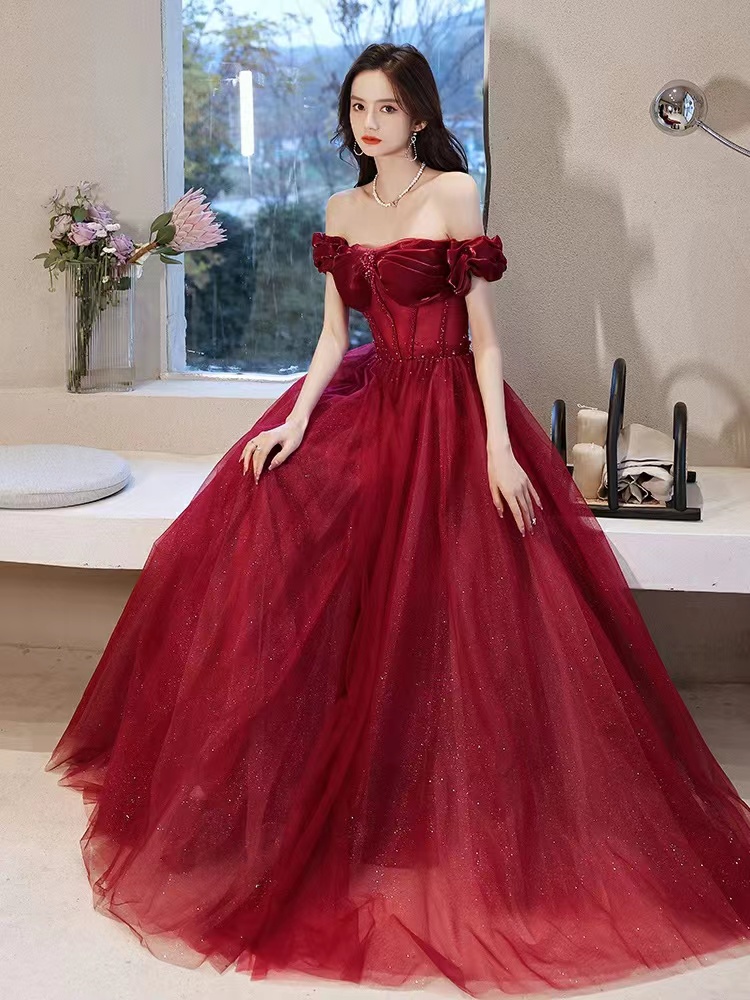 Off Shoulder Party Dress,red Dress,custom Made