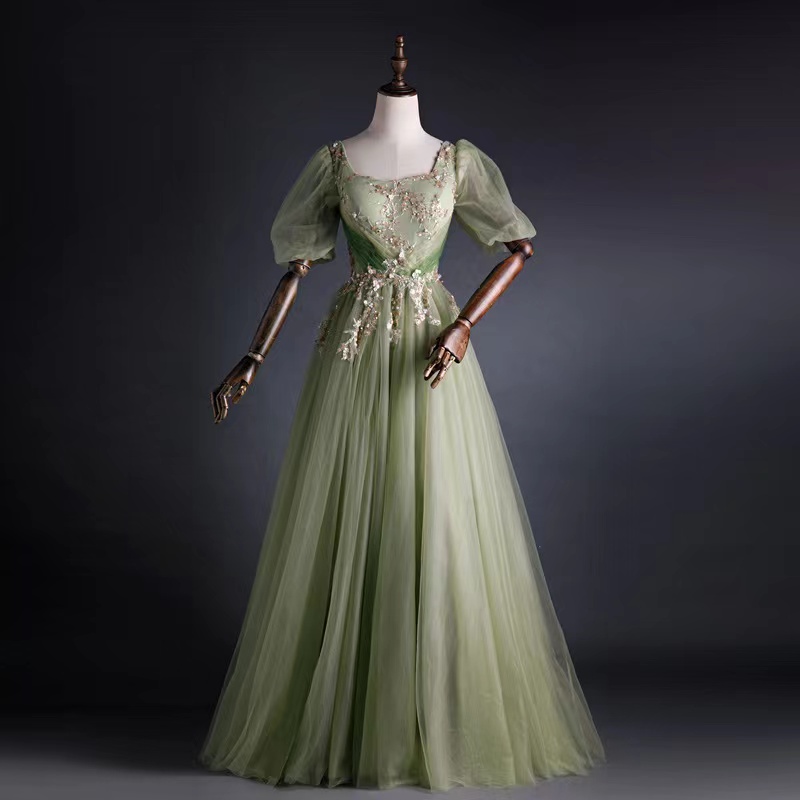 Elegant Party Dress,formal Ball Gown Dress,green Prom Dress ,custom Made