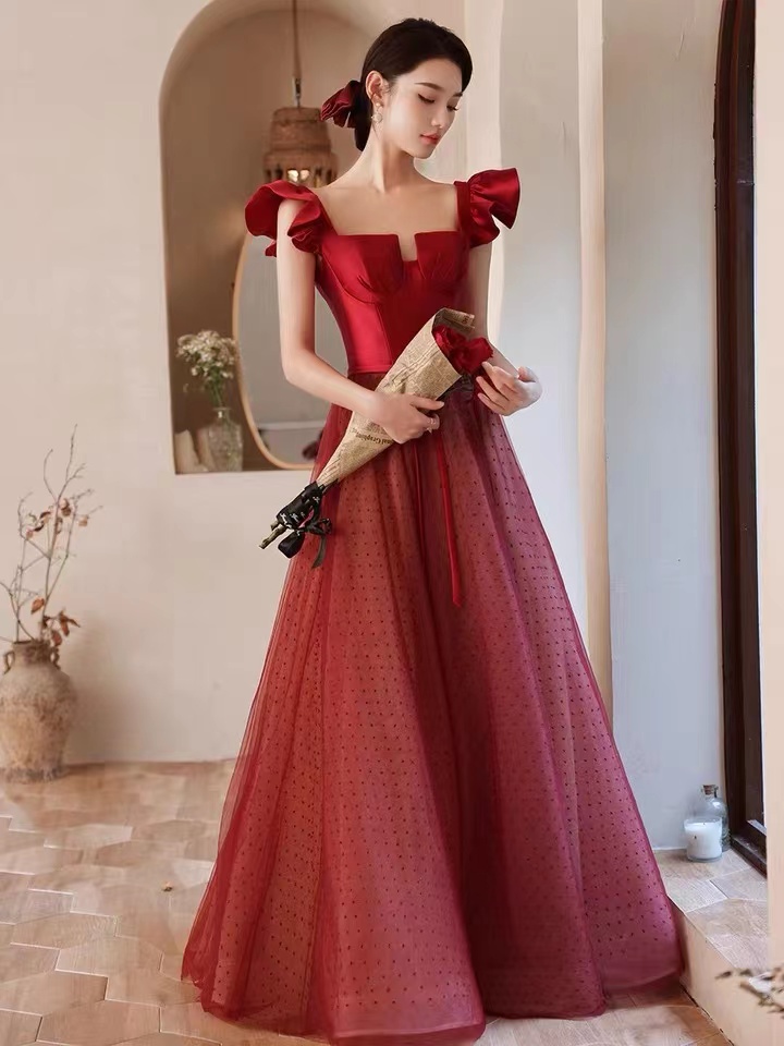 Charming prom dress,red party dress,sweet evening dresscustom made
