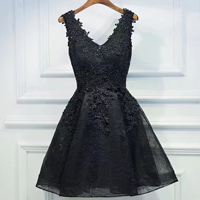 Sexy,v-neck Party Dress,black Homeocming Dress,custom Made