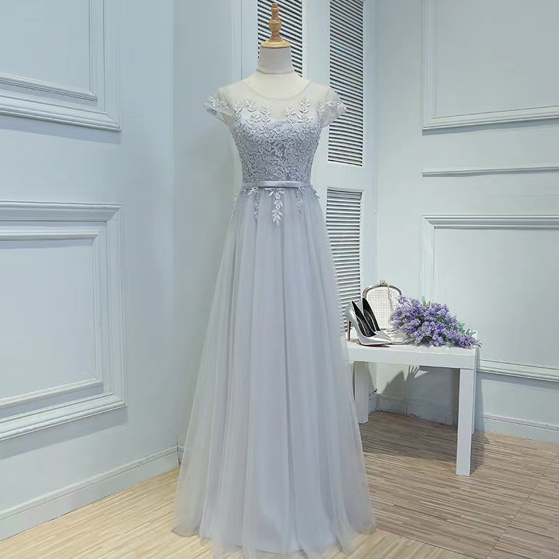 Gray Party Dress ,elegant Prom Dress,tulle Formal Evening Dress,custom Made