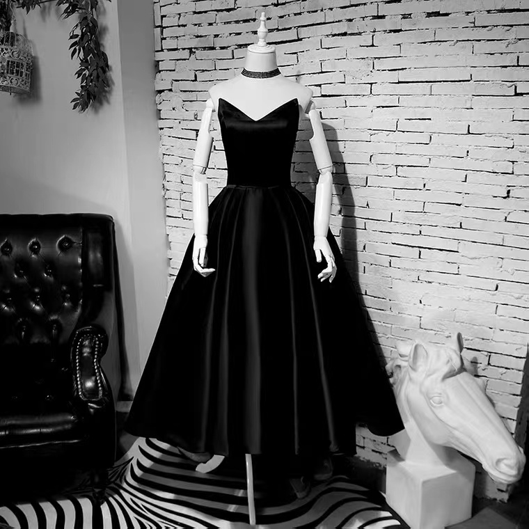 Black Prom Dress,strapless Evening Dress ,high Low Party Dress, Homecoming Dress,custom Made