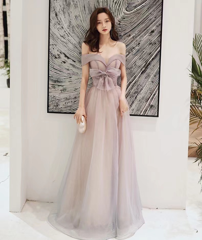 Pink Evening Dress, Temperament, Socialite Party Dress, Off Shoulder Fairy Dress,custom Made