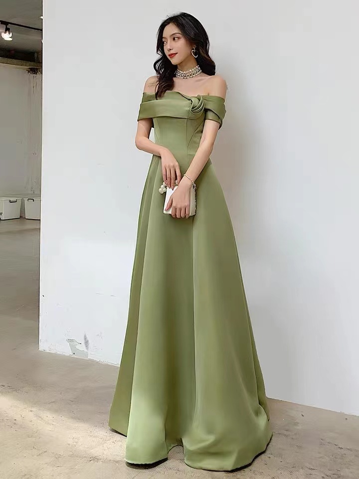 Off Shoulder Evening Dress, High Sense Chic Evening Dress, Green Luxury Prom Dress,custom Made