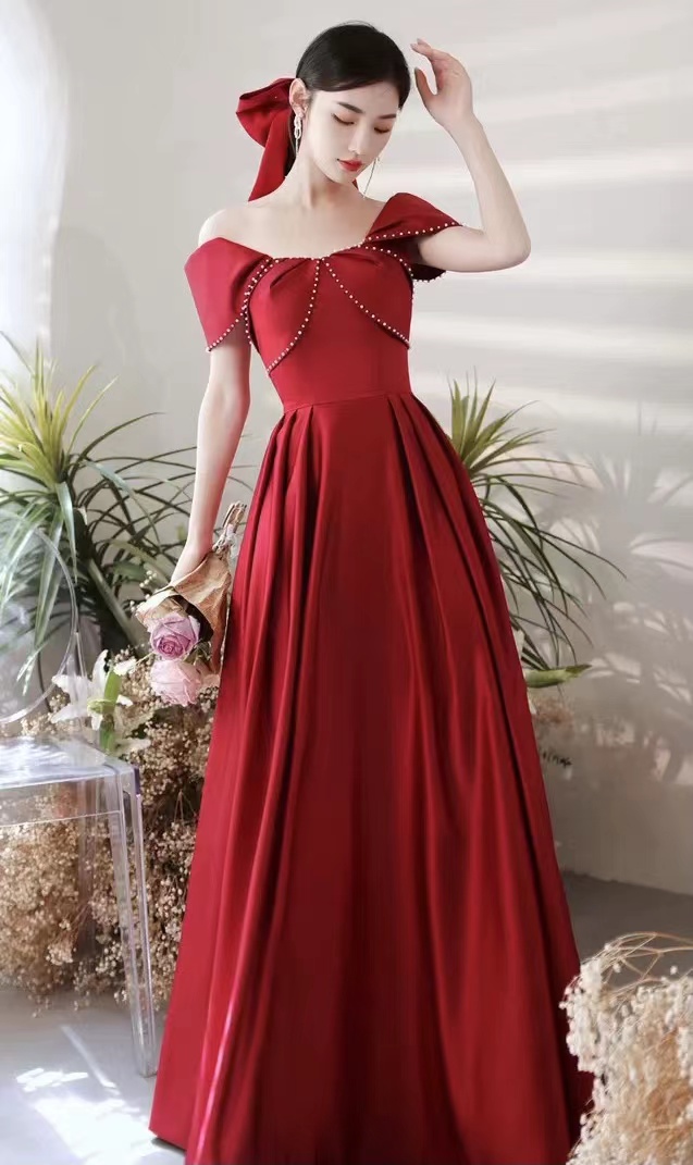 Simple Burgundy Prom Dress, Strapless Elegant Evening Dress,custom Made