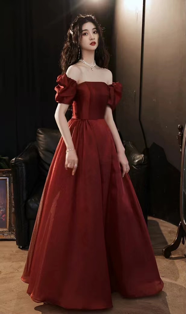 Red Party Dress, Off-the-shoulder Evening Dress, Escape Princess Prom Dress,custom Made