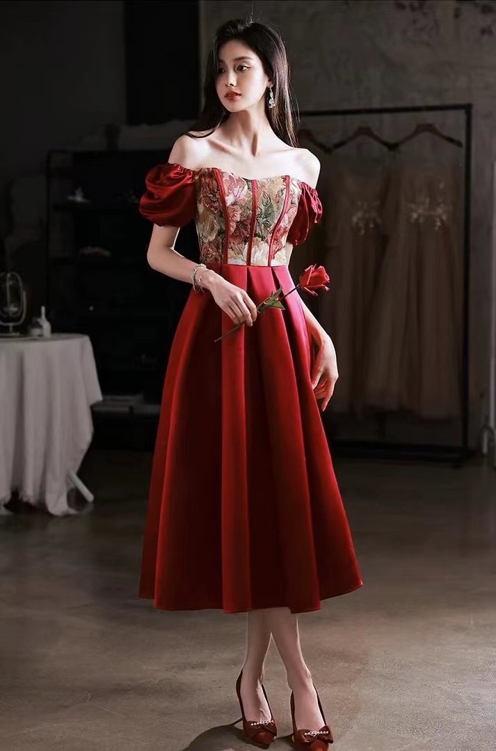 Princess Evening Dress ,red Birthday Dress, Off Shoulder Party Dress,homecoming Dress,custom Made
