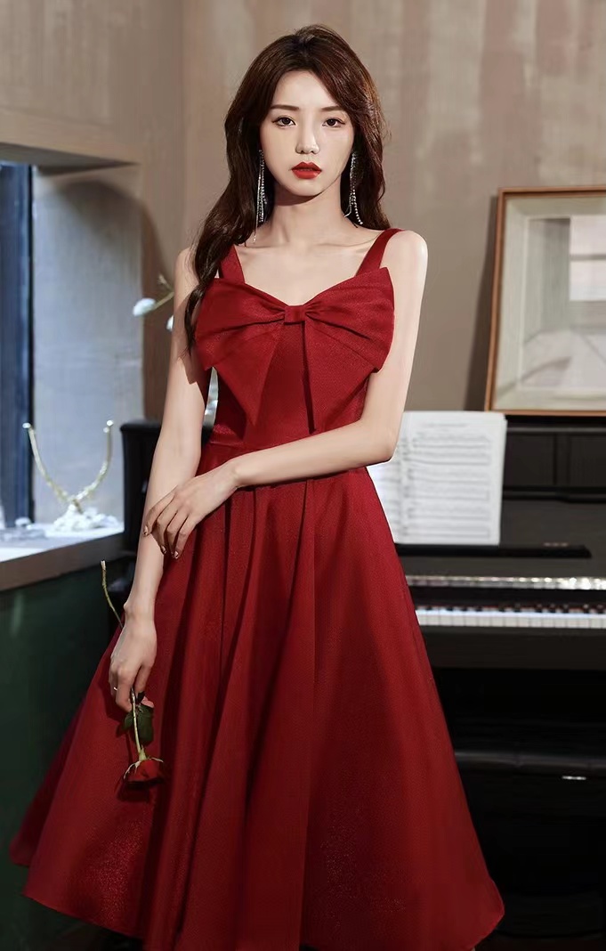 Red Evening Dress ,cute Birthday Dress, Sqpaghetti Strap Party Dress,custom Made