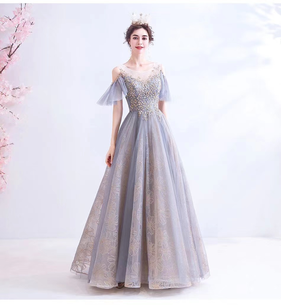 O-neck Prom Dress, Fairy Evening Dress, Blue Princess Party Dress,custom Made