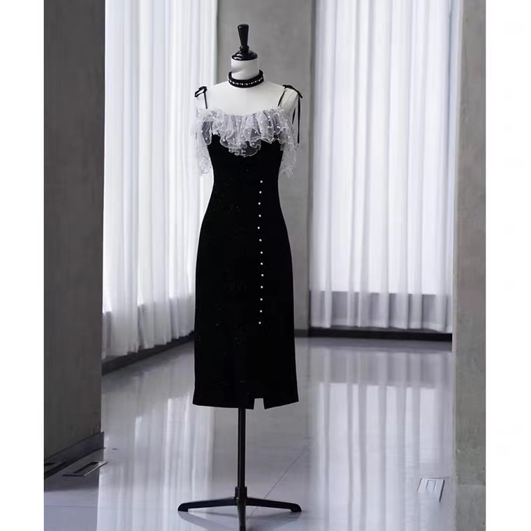 Spaghetti Strap Evening Dress,cute Party Dress,little Black Dress ,homecoming Dress,custom Made
