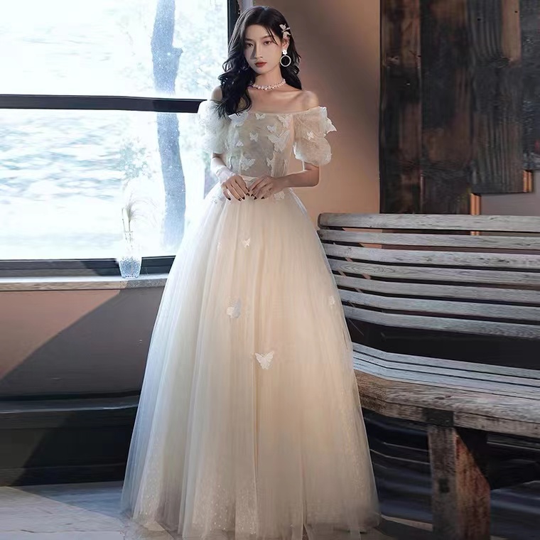 Princess Engagement Dress, Elegant Birthday Party Dress,champagne Bridesmaid Dress,custom Made