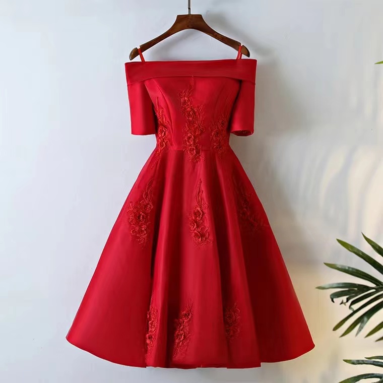 Off Shoulder Party Dress, Red Homecoming Dress,custom Made