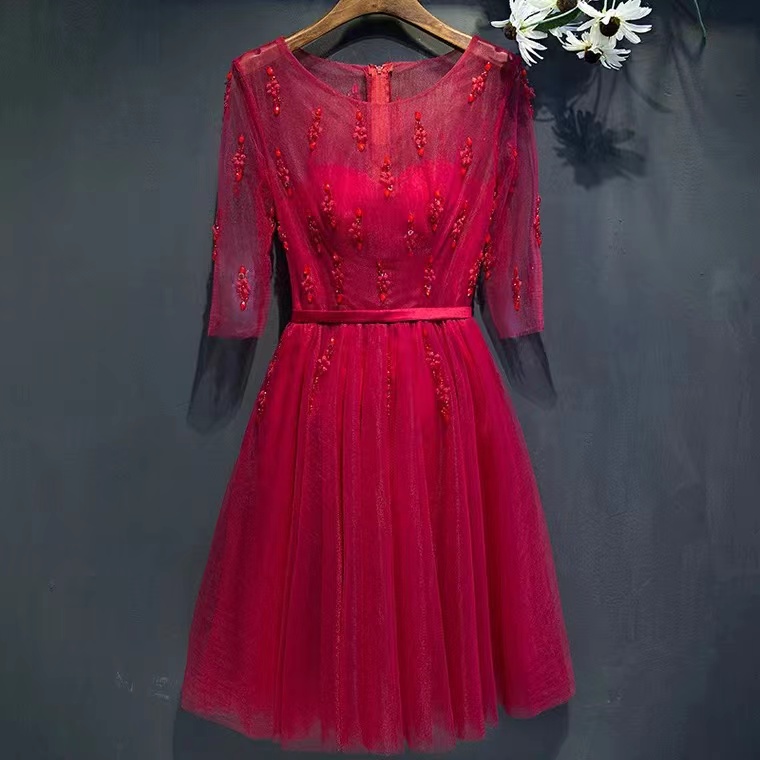 Red Party Dress, O-neck Homecoming Dresscustom Made