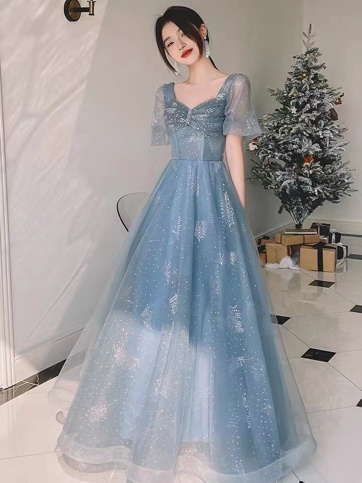 Blue Party Dress,fairy Prom Dress,cute Evening Dress,custom Made