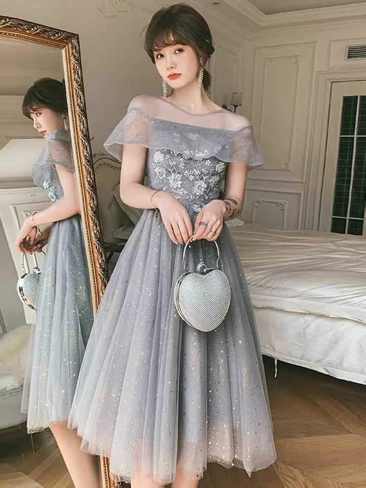 Gray Bridesmaid Dress, Birthday Dress , Luxury Socialite Fairy Dress, Homecoming Dress,custom Made