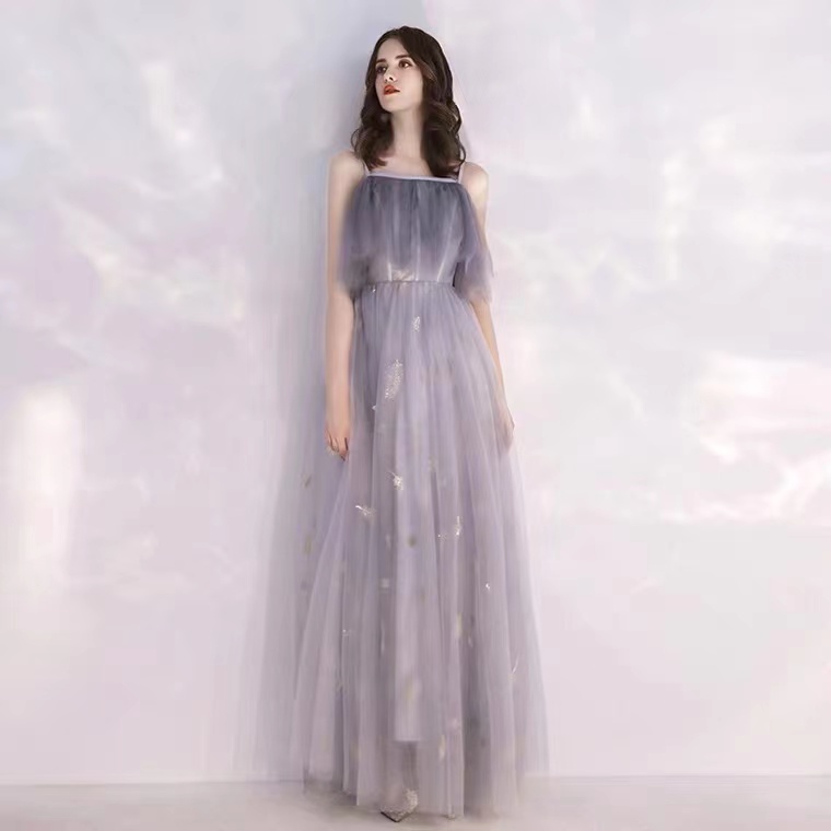 Gray Birthday Dress ,spaghetti Strap Party Dress,fairy Bridesmaid Dress,custom Made