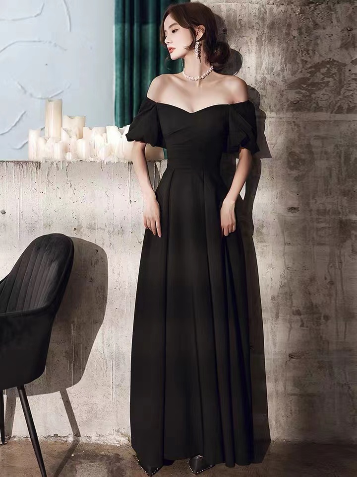 Off Shoulder Party Dress,black Evening Dress,custom Made