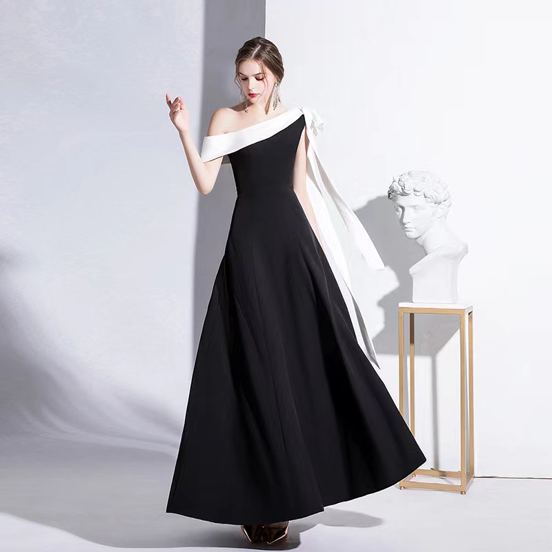 Black Party Dress, One Shoulder Prom Dress,sexy Evening Dress,custom Made