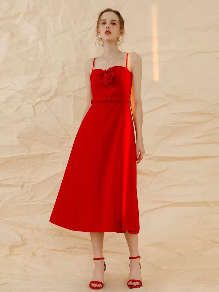 Spaghetti Strap Prom Dress,red Party Dress, Chic Dress