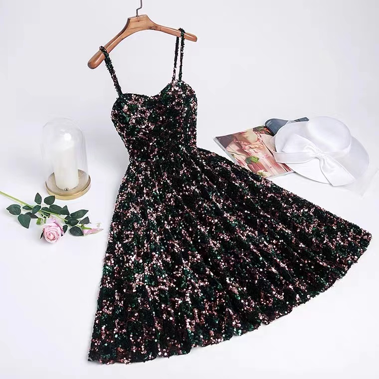 Glitter Evening Dress,spaghetti Strap Sparkly Dress, Luxury Birthday Party Dress,custom Made