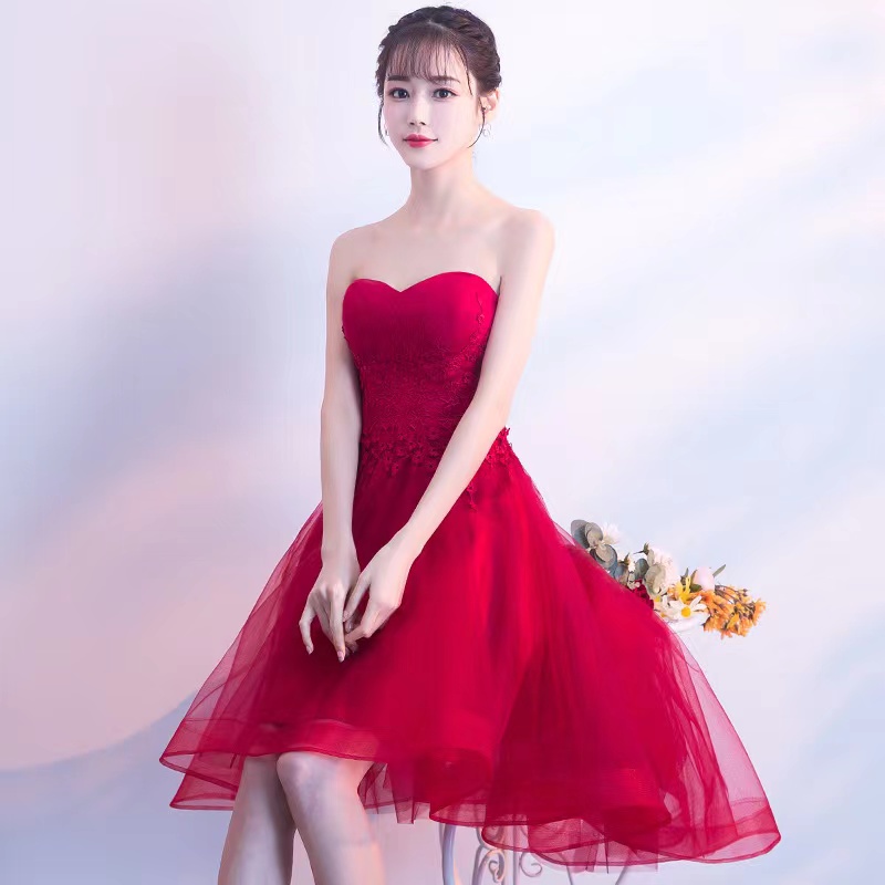 Strapless Evening Dress, Red Homeoming Dress,, Short Party Dress,custom Made