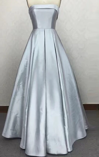 A-line Strapless Evening Dress, Satin Prom Dress ,wedding Party Formal Gown ,custom Made